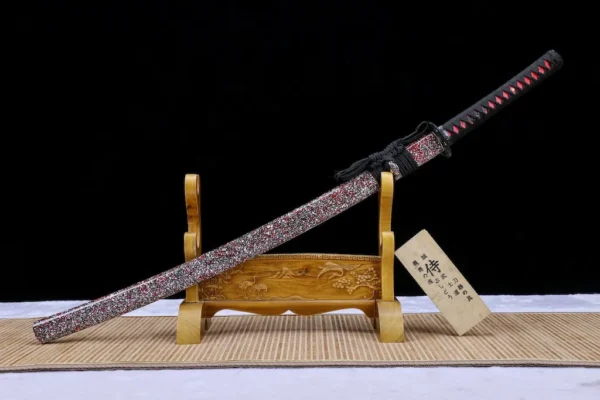 Katana – T10 Clay-Tempered Leaf Hamon Blade with Solid Iron Mounts | Kanemasa