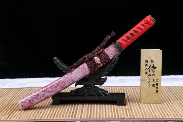 Tanto – Twisted Pattern Forged Steel Blade with Gear Tsuba | Maidamashii Edition